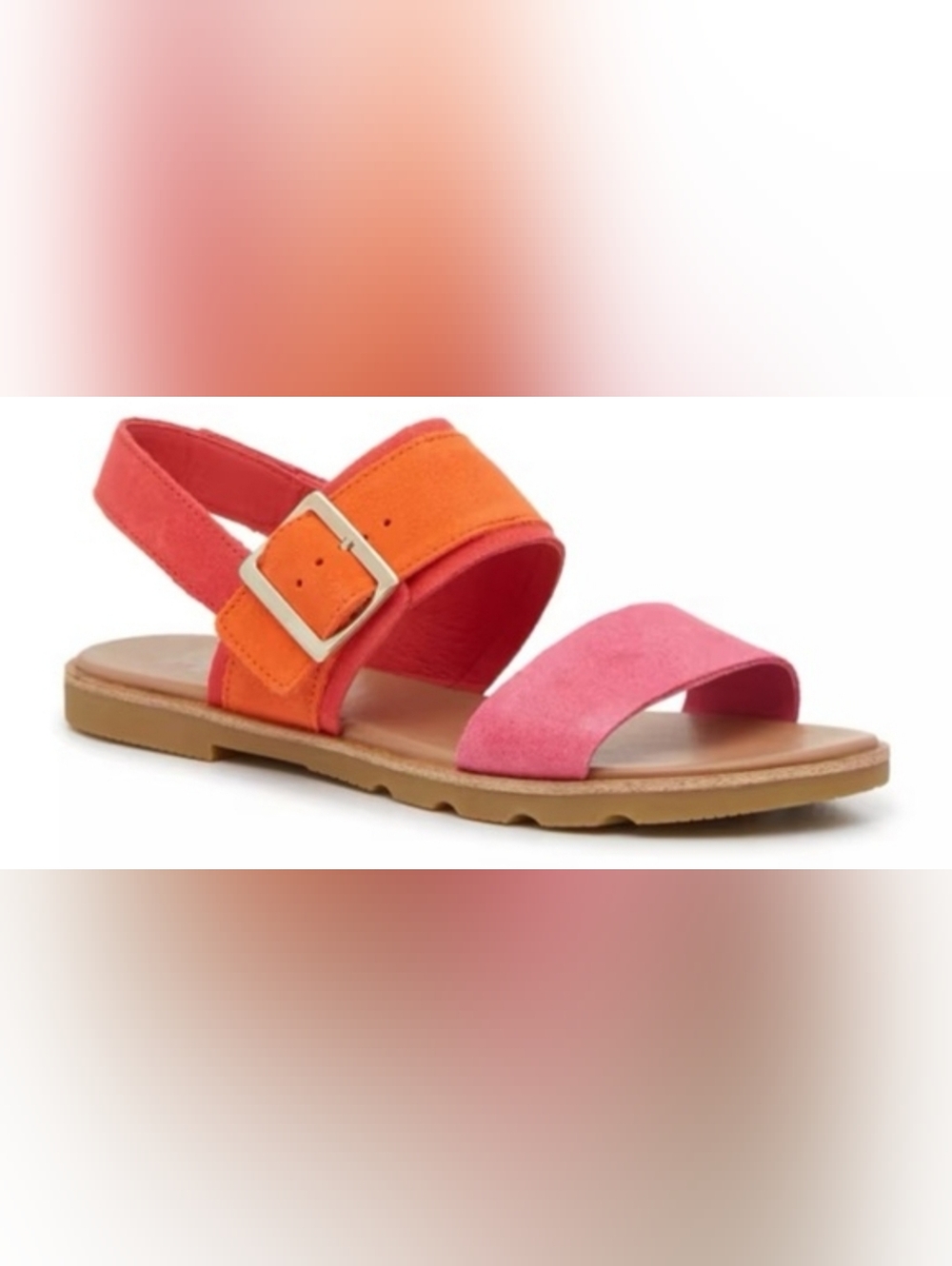 Sorel Ella III Pink & Orange suede slingback sandals 7.5